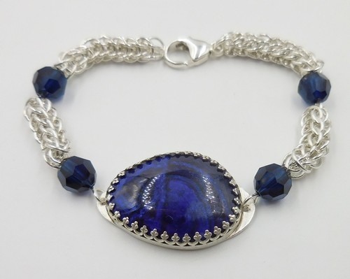 Click to view detail for DKC-1197 Bracelet, Azurite and S/S Blue Swarovski Crystal $230
